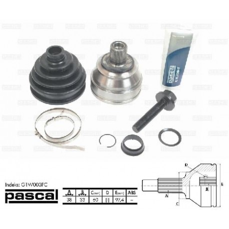 G1W003PC Volkswagen каре комплект полуоска
