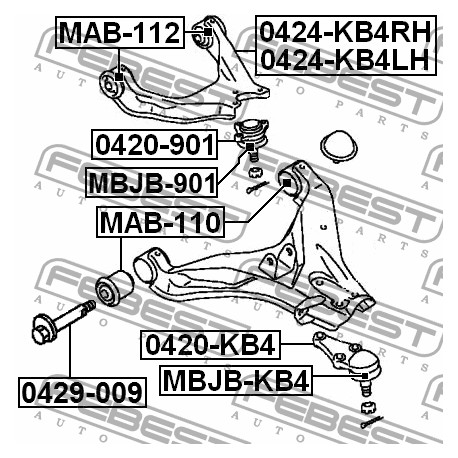 4013A314 0420KB4 Mitsubishi преден долен шарнир