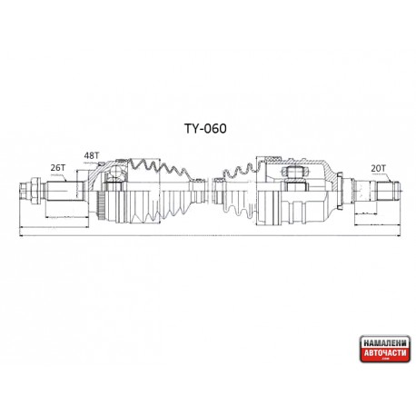 Полуоска лява 43420-05240 43420-0F010 TY060 Toyota 
