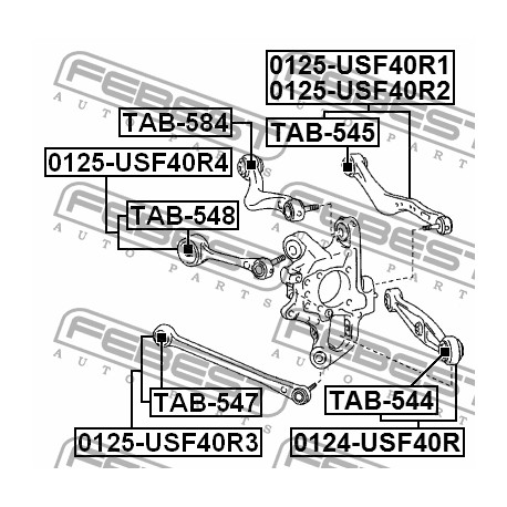 Втулка 48705-50030 TAB545 Lexus Dodge заден напречен носач