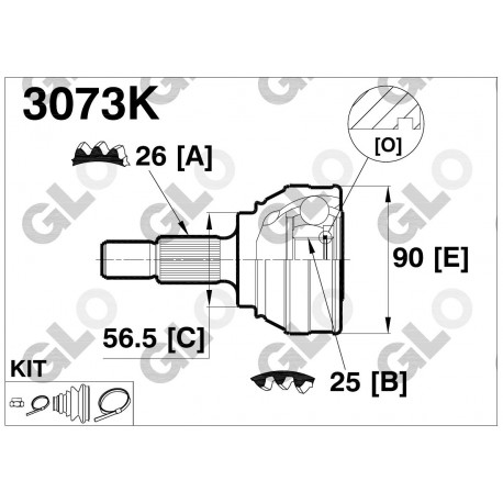 3073K Audi Saab каре полуоска външно