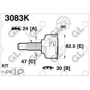 3083K Honda каре полуоска външно