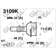 3109K Daihatsu каре полуоска външно