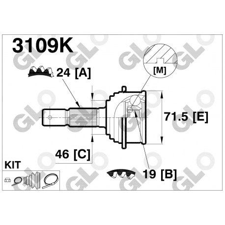 3109K Daihatsu каре полуоска външно