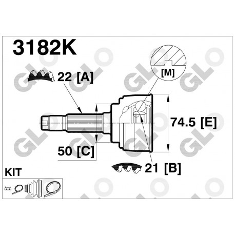3182K Isuzu каре полуоска външно