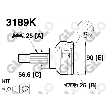 3189K Saab каре полуоска външно