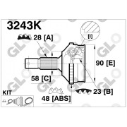 3243K Citroen Peugeot каре полуоска външно