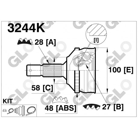 3244K Citroen Peugeot каре полуоска външно