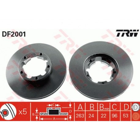 Преден спирачен диск 40206F3902 DF2001 Nissan Cabstar Trade 5 болта