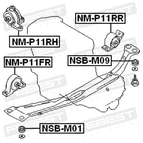 Тампон предна греда 1124851E09 NSBM09 Nissan