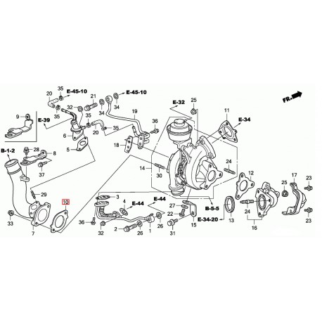 Гарнитура турбо 17229RMAE01 17229-RMA-E01 Honda 2.2