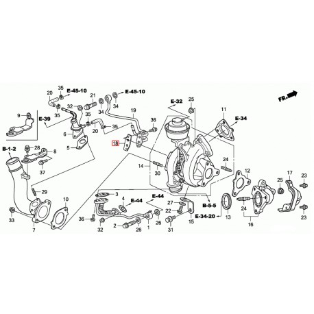 Гарнитура турбо 19524RBDE00 19524-RBD-E00 Honda 2.2 CDTI