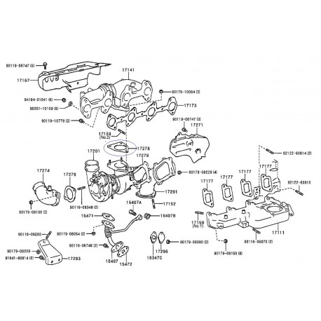 Гарнитура турбо 1727867010 17278-67010 Toyota 1KZ
