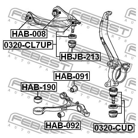 Втулка преден носач 51391-TA0-A01 HAB-190 Honda голяма