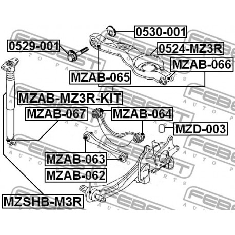 Втулка C23628300 MZAB065 Ford Mazda заден напречен носач