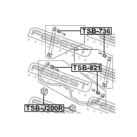 Тампон 48815B4040 TSBJ200R Daihatsu Toyota задна стабилизираща щанга
